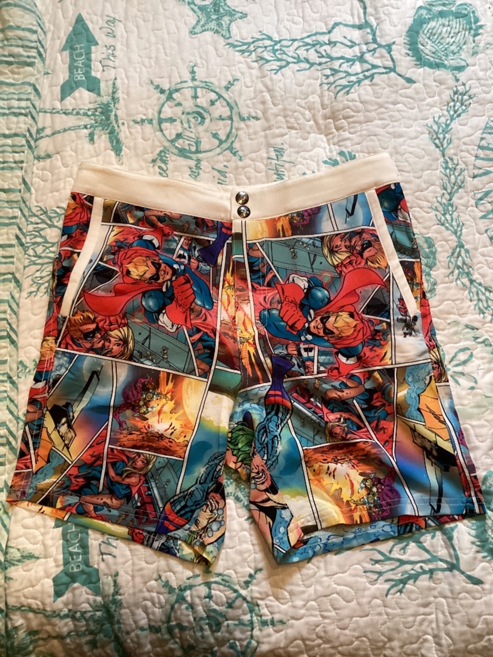 Aussiebum, swim trunks, medium , superhero graphics.